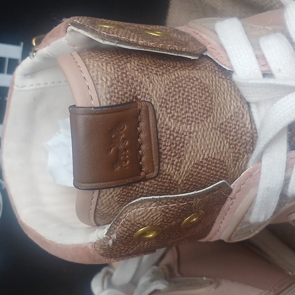 Authentic Coach Signature 'C'  Blush Pink and Brown Canvas High-Tops Sz 10 - Picture 12 of 14